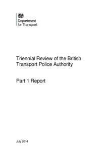 Triennial Review of the British Transport Police Authority