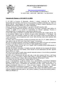 PROVINCIA di BENEVENTO L’Ufficio Stampa