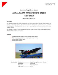 Unmanned Target Drone System  AERIAL RADAR TARGET DRONE DT25 R P/N  DO-DT25/R