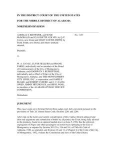 Montgomery /  Alabama / Mary Louise Smith / Montgomery / Browder v. Gayle / Alabama / Claudette Colvin / James F. Blake