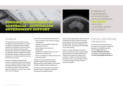 Foreign Investment in Australia - Australian Government Support