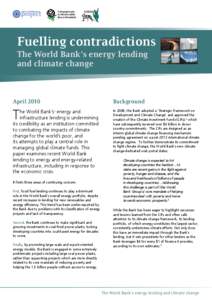 Campagna per la riforma della Banca Mondiale Fuelling contradictions The World Bank’s energy lending