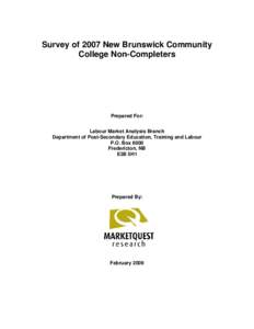 Survey of 2007 New Brunswick Community College Non-Completers