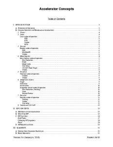 Accelerator Concepts Table of Contents I. INTRODUCTION.................................................................................................................................................... 3