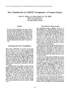 Text Classification in USENET Newsgroups: A Progress Report