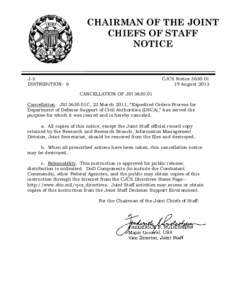 CHAIRMAN OF THE JOINT CHIEFS OF STAFF NOTICE J-3 DISTRIBUTION: S