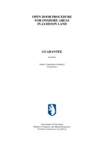 OPEN DOOR PROCEDURE FOR ONSHORE AREAS IN JAMESON LAND GUARANTEE issued by