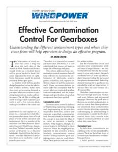 ®  Reprinted with permission from the July 2005 issue Effective Contamination Control For Gearboxes
