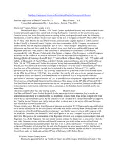 Southern Campaigns American Revolution Pension Statements & Rosters Pension Application of Daniel Conner W1235 Mary Conner VA Transcribed and annotated by C. Leon Harris. Revised 7 Sep[removed]District of Virginia, Nelson 