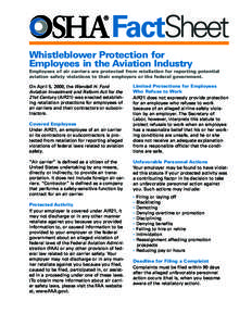 Human resource management / Ethics / First Amendment to the United States Constitution / Public administration / Wendell H. Ford Aviation Investment and Reform Act for the 21st Century / Whistleblower / Surface Transportation Assistance Act / Whistleblower protection in United States / Discrimination law / Law / Business ethics