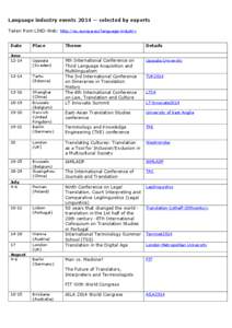 Language industry events 2014 — European Commission