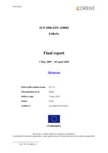 Final report  ECP-2006-EDUEdReNe  Final report