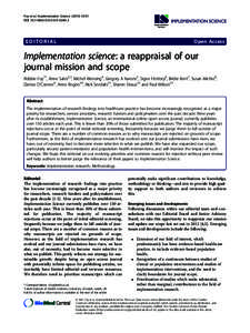 Implementation science: a reappraisal of our journal mission and scope