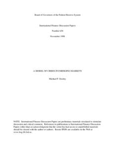 Board of Governors of the Federal Reserve System  International Finance Discussion Papers Number 630 November 1998