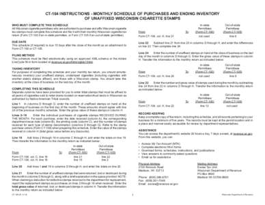 2014 CT-104 Instructions - Monthly Schedule of Purchases and Ending Inventory of Unaffixed Wisconsin Cigarette Stamps