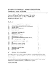 Mathematics and Statistics Undergraduate Handbook