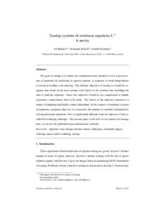 Tearing systems of nonlinear equations I.I A survey Ali Bahareva,∗, Hermann Schichla , Arnold Neumaiera a Fakult¨ at
