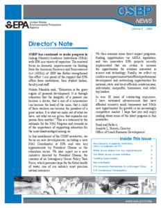 OSBP news Volume 3 • 2009  Director’s Note