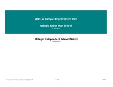 Campus Improvement Plan Refugio Junior High School School Name Refugio Independent School District District Name