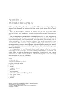 Appendix D. Thematic Bibliography In this appendix, bibliographic references are collected for some special topics of general interest. These references are in addition to those already quoted in the main text of the boo