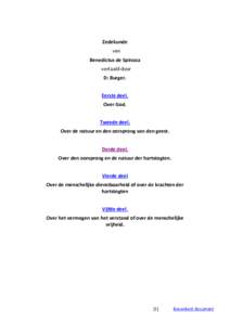 Zedekunde van Benedictus de Spinoza vertaald door D: Burger. Eerste deel.