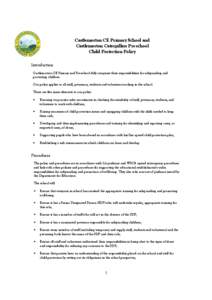 Castlemorton CE Primary School and Castlemorton Caterpillars Pre-school Child Protection Policy Introduction Castlemorton CE Primary and Pre-school fully recognise their responsibilities for safeguarding and protecting c