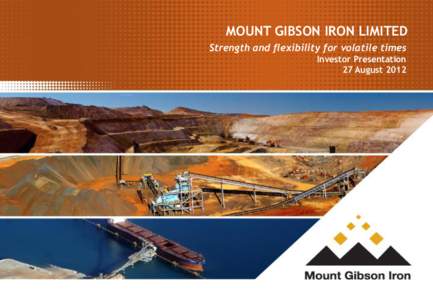 MOUNT GIBSON IRON LIMITED Strength and flexibility for volatile times Investor Presentation 27 August