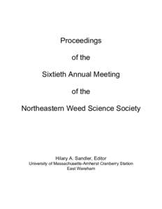 Proceedings of the Sixtieth Annual Meeting of the Northeastern Weed Science Society