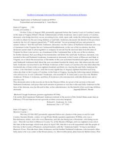 Southern Campaign American Revolution Pension Statements & Rosters Pension Application of Nathaniel Anderson W 9701 Transcribed and annotated by C. Leon Harris State of Virginia } SS: County of Caroline }