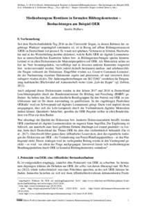 Hofhues, Sin Druck). Medienbezogene Routinen in formalen Bildungskontexten – Beobachtungen am Beispiel OER. In A. Schnücker & S. Schönauer (Hrsg.), „Neue Offenheit“. Siegen: Universität Siegen. (weitere 