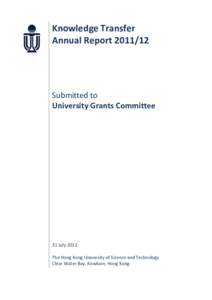 Knowledge Transfer Annual Report[removed]Submitted to University Grants Committee