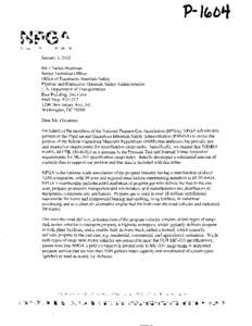 January 3, 2012 Mr. Charles Hochman Senior Technical Officer Office of Hazardous Materials Safety Pipeline and Hazardous Materials Safety Administration U.S. Department ofTransportation