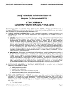 GROUP 72002 – Fleet Maintenance Services (Statewide)  Attachment 9: Contract Modification Procedure Group[removed]Fleet Maintenance Services Request For Proposals #22752