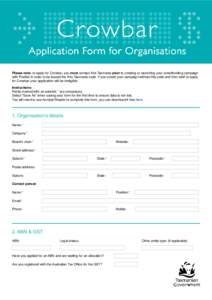 Crowbar Application Form for Organisations