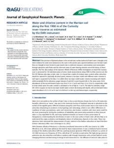 PUBLICATIONS Journal of Geophysical Research: Planets RESEARCH ARTICLE[removed]2013JE004553 Special Section: Results from the ﬁrst 360 Sols