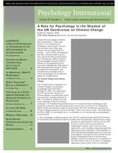 NEWS AND UPDATES FROM THE AMERICAN PSYCHOLOGICAL ASSOCIATION OFFICE OF INTERNATIONAL AFFAIRS Sept-Oct[removed]Psychology International Volume 20, Number 4  Online version www.apa.org/international/pi