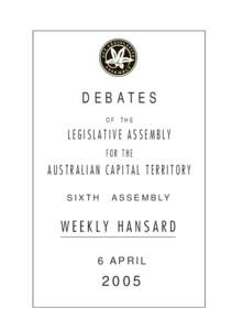 DEBATES OF THE LEGISLATIVE ASSEMBLY FOR THE