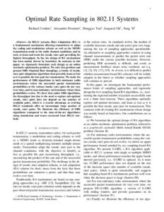 1  Optimal Rate Sampling inSystems Richard Combes† , Alexandre Proutiere† , Donggyu Yun‡ , Jungseul Ok‡ , Yung Yi‡  Abstract— Insystems, Rate Adaptation (RA) is