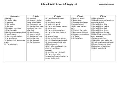 Edward	Smith	School	K-8	Supply	List 