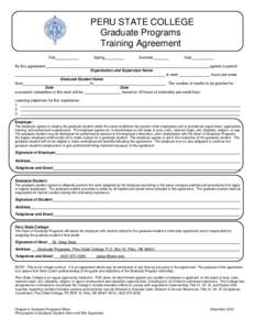 PERU STATE COLLEGE Graduate Programs Training Agreement Fall  Spring