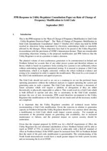 PPB Response to Utility Regulator Consultation Paper on Rate of Change of Frequency Modification to Grid Code September[removed].