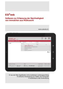 ESI®web Software zur Erfassung der Nachhaltigkeit von Immobilien aus Risikosicht www.esiweb.ch