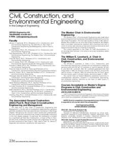 Civil, Construction, and Environmental Engineering In the College of Engineering OFFICE: Engineering 424 TELEPHONE: E-MAIL: 