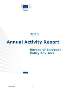 2011  Annual Activity Report Bureau of European Policy Advisers