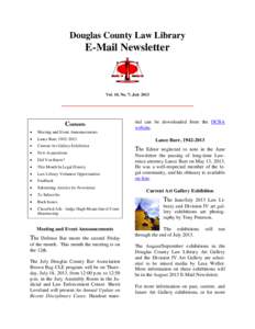 Douglas County Law Library  E-Mail Newsletter Vol. 10, No. 7; July 2013