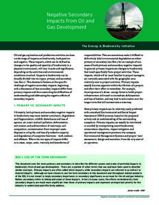 Negative Secondary Impacts from Oil and Gas Development The Energy & Biodiversity Initiative Oil and gas exploration and production activities can have