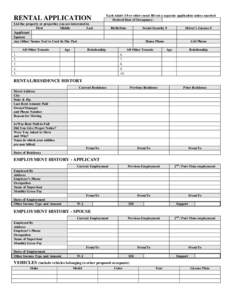 RENTAL APPLICATION  Each Adult (18 or older) must fill out a separate application unless married Desired Date of Occupancy:  List the property or properties you are interested in