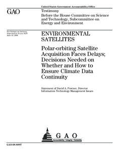 United States Government Accountability Office  GAO Testimony Before the House Committee on Science