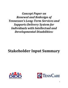 Concept Paper on Renewal and Redesign of Tennessee’s Long-Term Services and Supports Delivery System for Individuals with Intellectual and Developmental Disabilities: