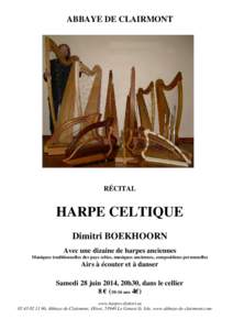 ABBAYE DE CLAIRMONT  RÉCITAL HARPE CELTIQUE Dimitri BOEKHOORN